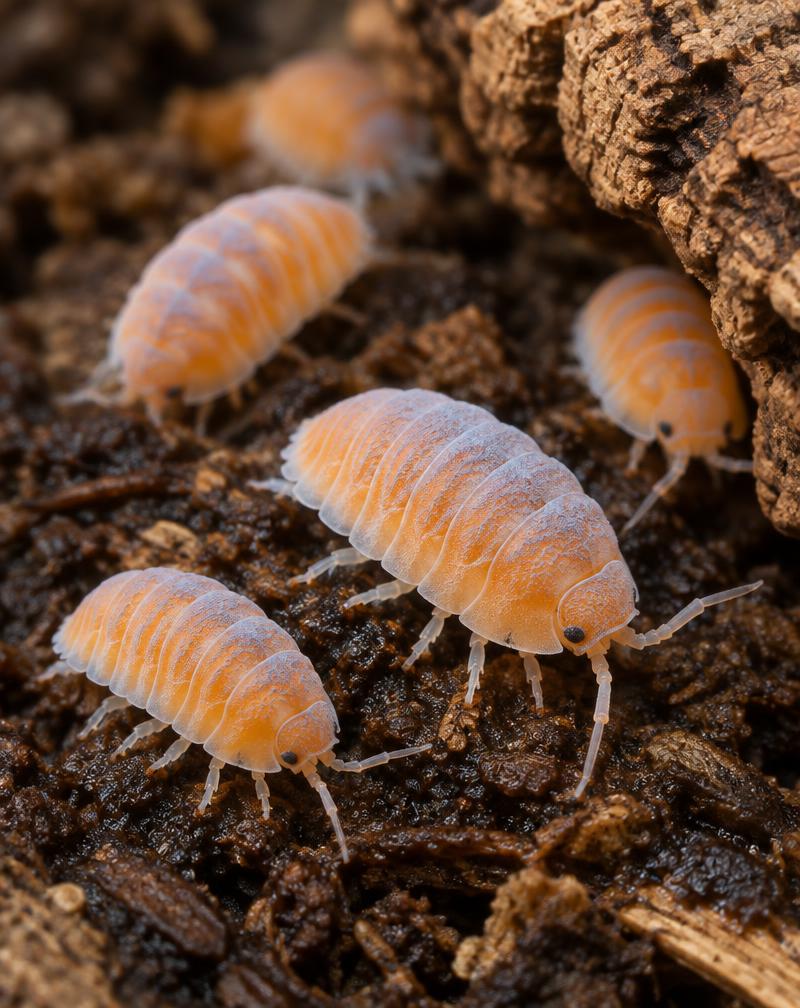 Orange Freezy isopods with frosted powdery orange shells